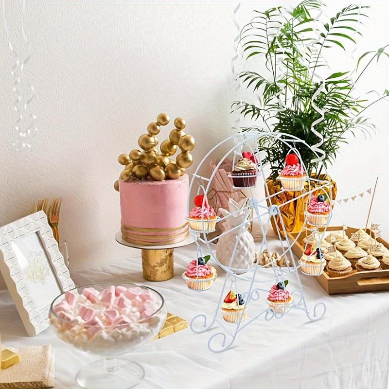 Ferris Wheel Cupcake Stand Dessert Serving Tray Metal Cupcake Display 360° Rotatable for Wedding Party Furnishing Accessories