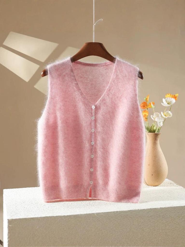 Women's Cashmere Wool Purple Knit Vest - New Autumn/Winter 2026 Design, Warm Sleeveless Top