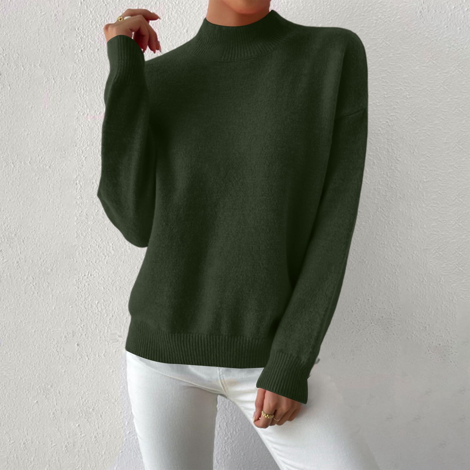 

Women s Casual Round Neck Colorblock Pullover Sweater Loose Casual Long Sleeve Contrast Color Top L армия зеленый