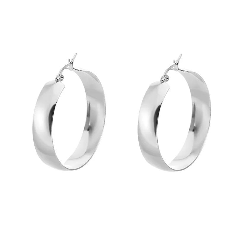 20/30/40mm Mariasz Minimalist Simple Stainless Steel Hoop Earrings For Women Gold Plated Wide Round Female Jewelry Gift