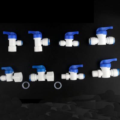RO Water Straight Plastic Ball Valve 1/4" 3/8" OD Hose 1/4" 3/8" Male 1/2" Female Quick Connect Reveser Osmosis Aquarium Fitting