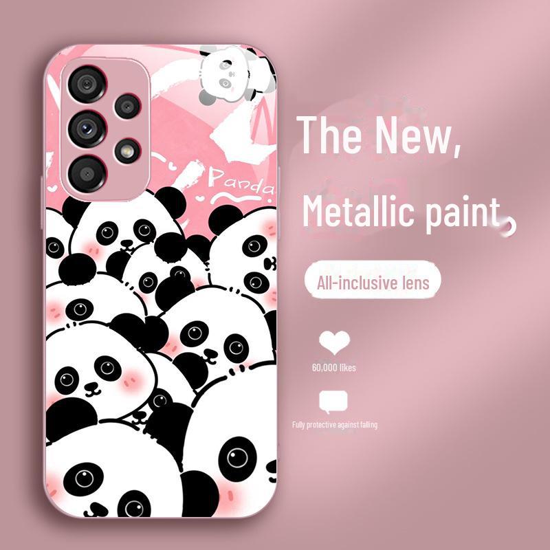 Suitable for Samsung S10/S20 Ultra Cute Panda Liquid Glass Case - Fun National Treasure Design, Anti-Fall Protection