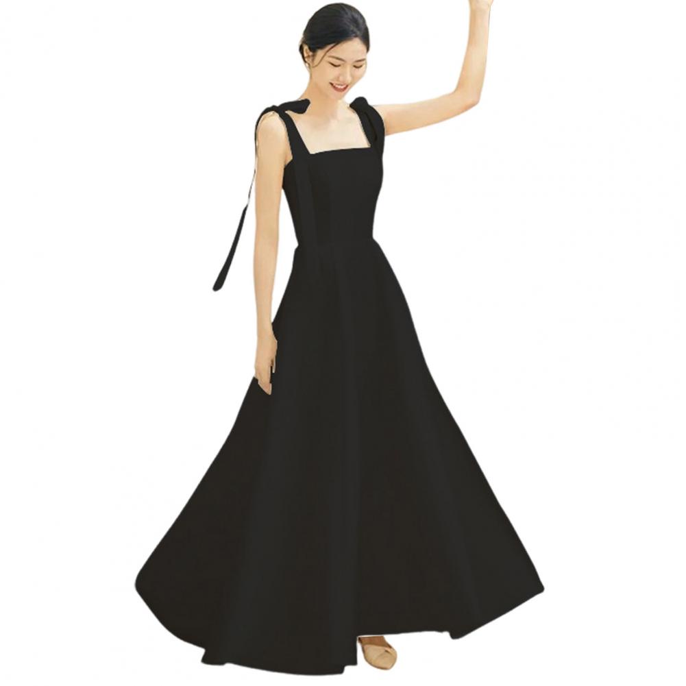 Dámské svatební šaty Saténové Šněrování Ramenní popruh Mašle Čtvercový výstřih A-Line Big Swing Jednobarevné Dlouhé šaty bez rukávů