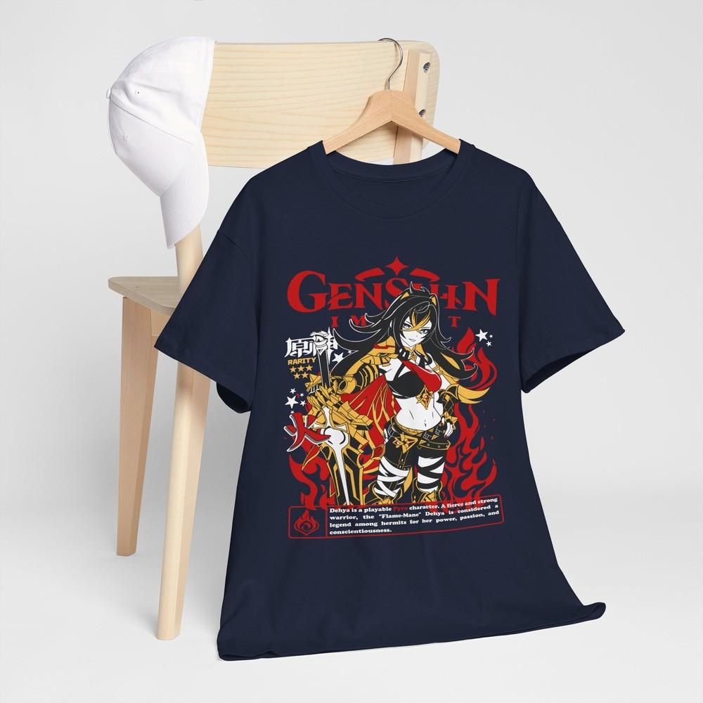 Ganyu Genshin Impact Tshirt Anime Girl Kawaii Black Shirt Short Sleeve All Size M