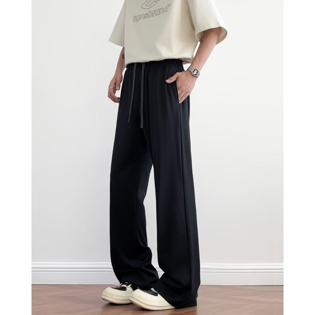 Summer Mens Wide Leg Pants With Ice Silk Fabric For Casual Wear Young Adults