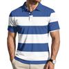 Men’s Loose Fit Striped Print Polo Shirt Short Sleeve Casual Turn Down Collar Lightweight Top for Everyday Wear