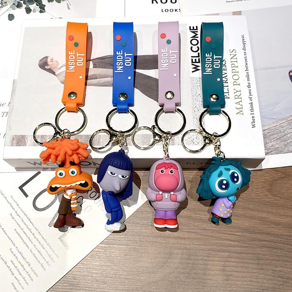 Inside Out Keychains Featuring and 3D Silica Gel Cute and Popular Cosplay Cart Bag Birthday Gifts for Kids and Adults 2 Anchor, Sadness, Joy, Disgust,