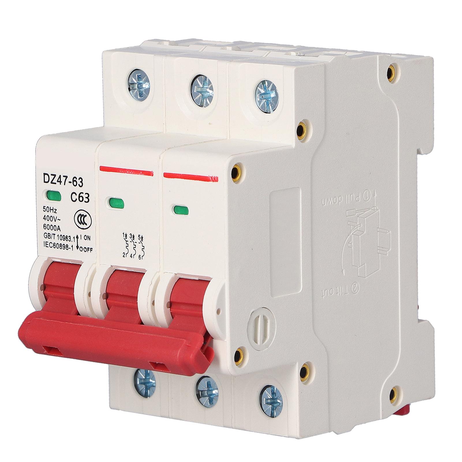 

Miniature Circuit Breaker DIN Rail Mount PC Cover Household Air Switch AC 400V 3P DZ476363A