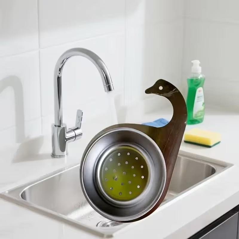 Stainless Steel Hanging Sink Drain Basket Kitchen Faucet Storage Rack Detachable Sink Strainer Basket for Food Waste Draining