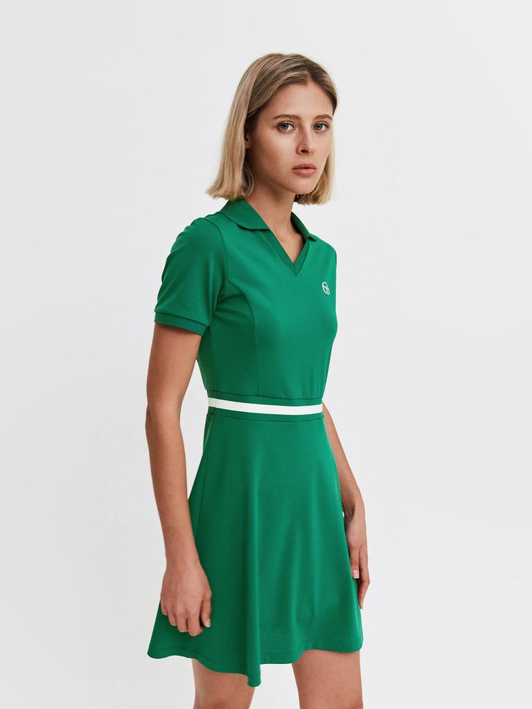 SERGIO TACCHINI W Classic Cp Collared V-Neck Short Sleeve Dress (Green)