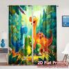 2pcs   2D FLAT PRINTING Curtains (Without Rod) DinoGathering Chic Curtain Cloth 100% Polyester Curtains All Seasons Decorative