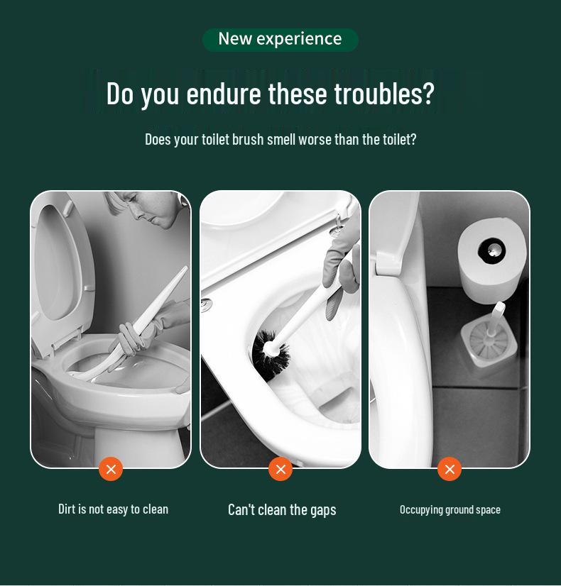 Wall-Mounted 3-in-1 Drainable Toilet Brush Set for Bathroom Corner Cleaning
