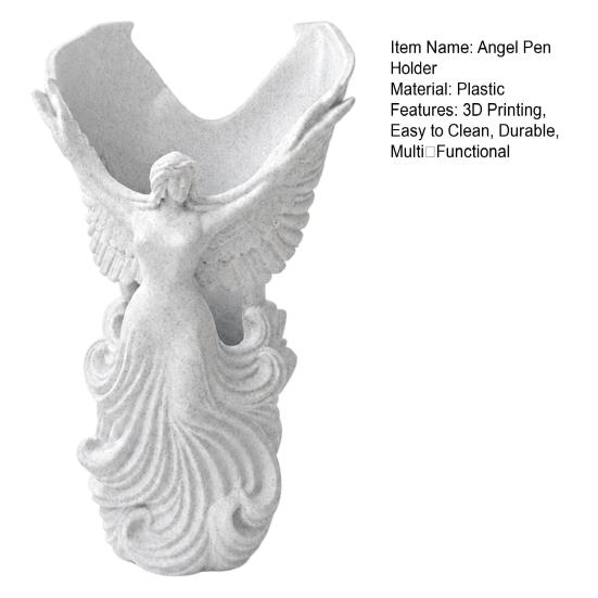 Desk Organizer for Office 3D Printed Angel Wings Vase & Pen Holder, Sculpture Unique Home Accessories Desktop Decor, Multi?Functional Dry