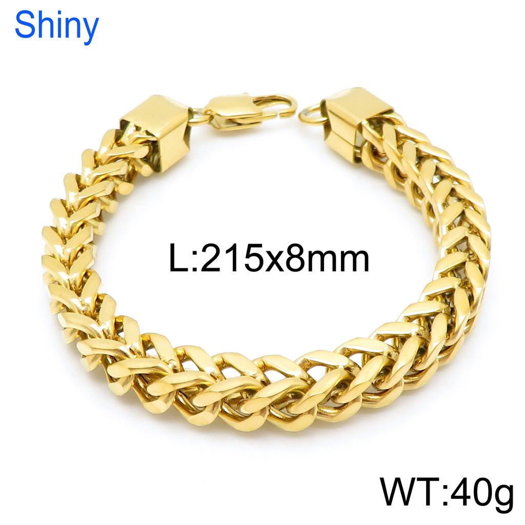 Premium Stainless Steel Front And Back Chain Bracelet, Simple Vacuum Plated Keel Chain, Japanese Buckle Men'S Jewelry