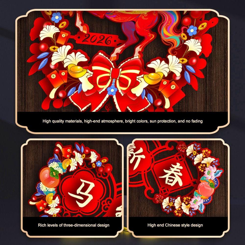 Happy New Year Horse Year Couplet Felt/Flocking Door Stickers Durable Horse Year Banner