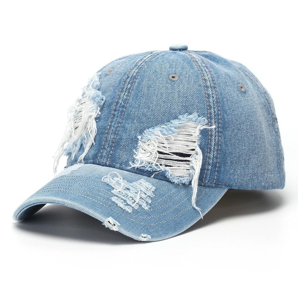 Ripped Duckbill Cap Frayed Sun Hat Versatile Washed Denim Baseball Cap  Sun Protection