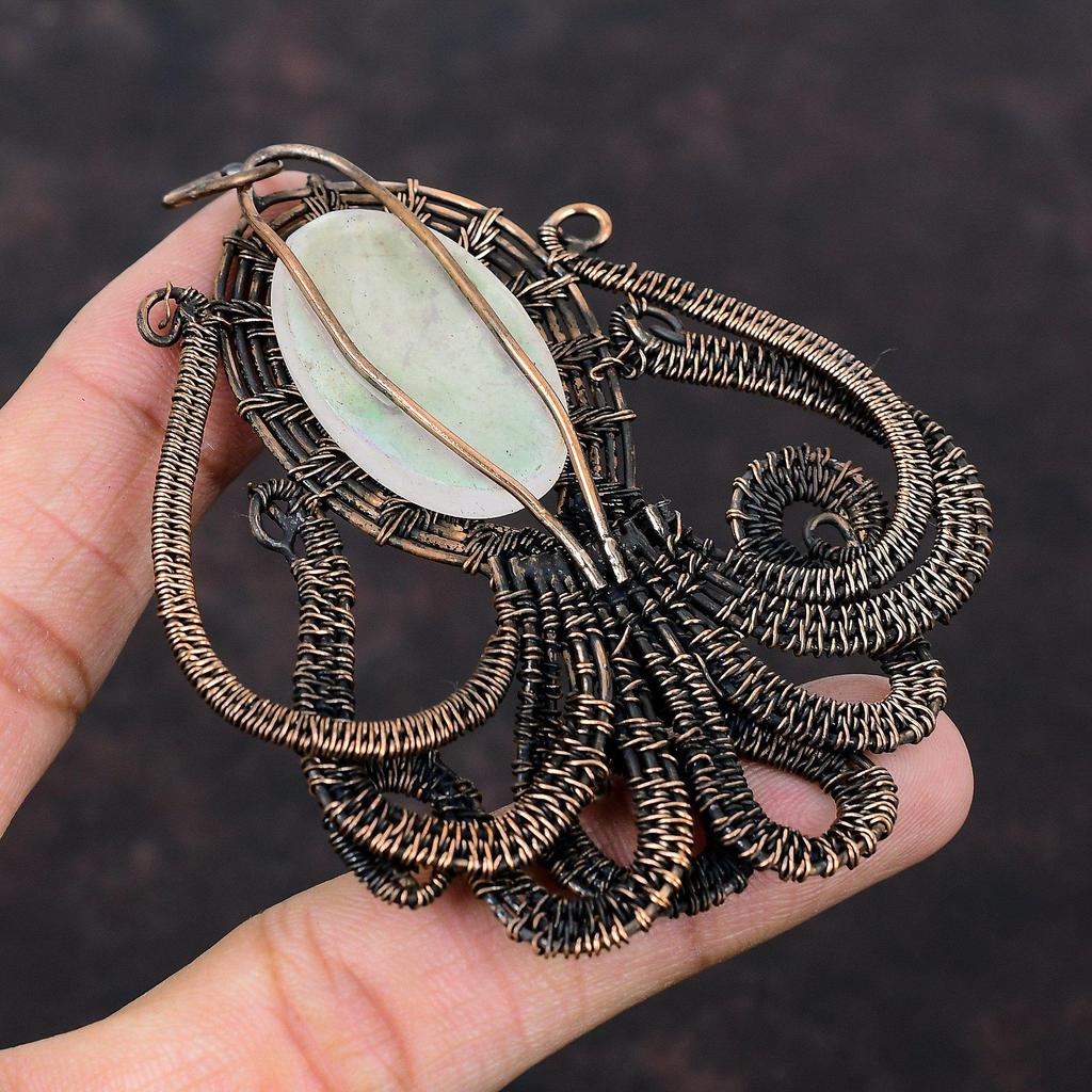Rainbow Mystic Opal Pendant Copper Wire Wrapped Jewelry Octopus Design Pendant Gemstone Jewelry Copper Pendant Handmade Jewelry Wedding Gift