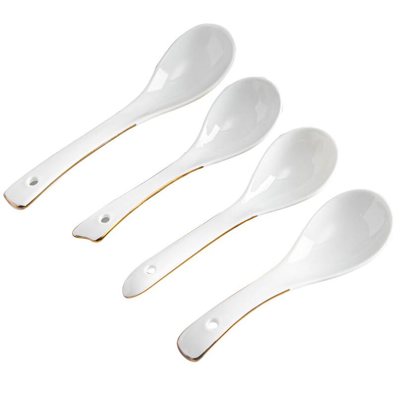 Jingzhou Pure White Ceramic Begonia Spoons (50-Pack)