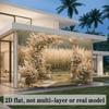 2D Pampas Grass & Peach Floral Wedding Photography Background