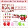 103 PCs Strawberry Party Decorations, Hombae Strawberry Decorations for Birthday Backdrop Balloon Garland Arch Happy Birthday Banner Cake Cupcake