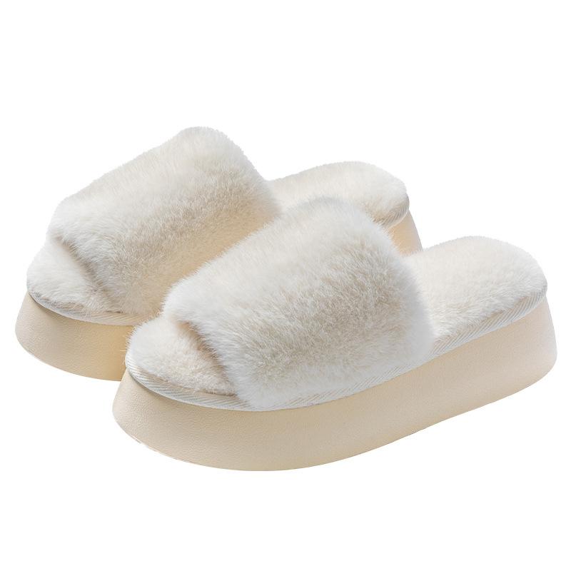 2025 Autumn New High-end Plush Slippers Women's Outer Wear Home Thick-bottomed Cotton Slippers Super Warm Students