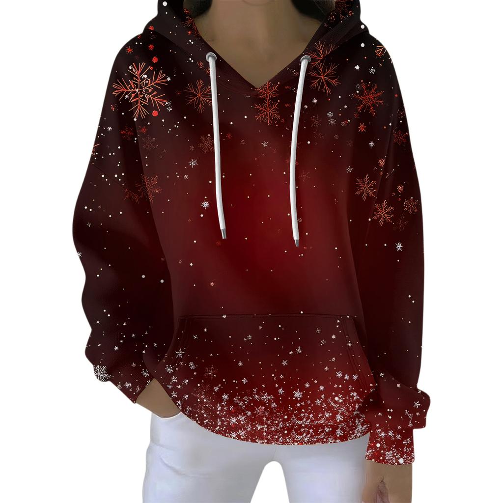 Women's Fashion Casual Hooded Loose Printed Long Sleeve Sweatshirt