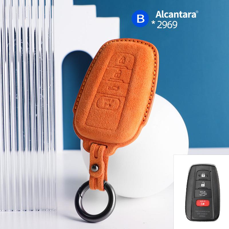 Alcantara For Toyota Rav 4 Xa50 Camry Corolla Suede Car Key Case Shell Remote Cover Keychain Protector Auto Accessories