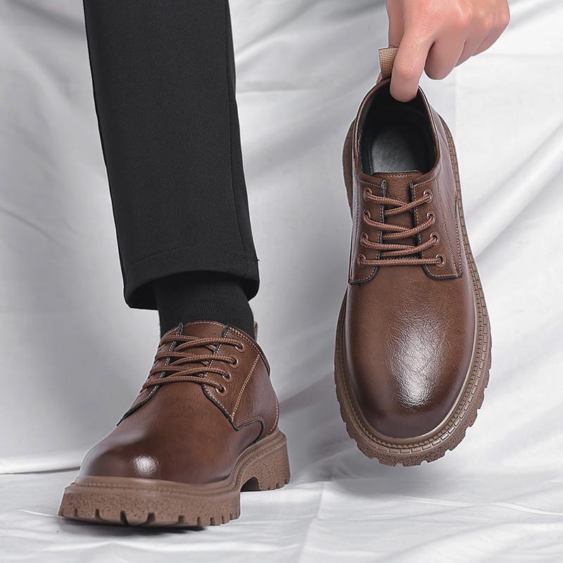 Classic Senior Men Oxford Shoes Formal Office Leather British Style Lace Up Thick Bottom Business Dress