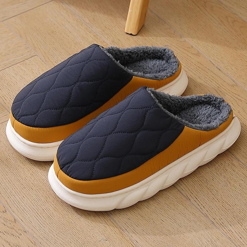 Fashion Big Size 48 49 New Fashion Men Slippers Waterproof Women Warm Plush Winter Flats Home Non Slip Slides Soft Thick Sole Furry Shoe