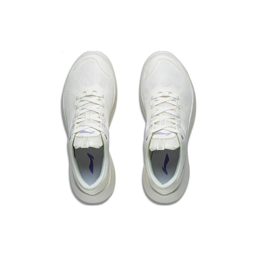 Li Ning Lightweight Soft Rebound Breathable Shock Absorbing Non-Slip Durable Low-Top Running Shoes Women sneaker White Purple ARST020-1