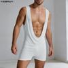 INCERUN Men Sleeveless Deep V Fitted Bodysuits One Piece Jumpsuits Underwear
