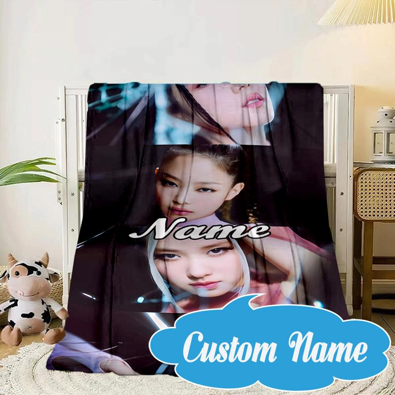 Custom Name Kpop Group Fashion Blanket bed sofa Blanket Flannel Blanket for Camping, Hiking, Picnic Essentials,gift for Fan family