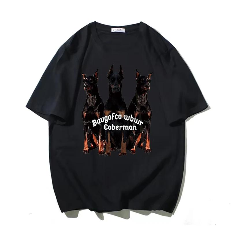 Herren Damen Kind Hip Hop Dobermann Hund Grafikdruck Übergroßes T-Shirt Streetwear Mode Baumwolle Locker T-Shirts Tee Tops Kostenlose Bluse