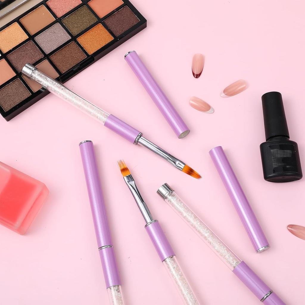 4pcs Ombre Nail Brush, Nail Painting Art Brushes with Rhinestone Handle for Gradient Gel Polish Manicure Cleaning Nail Painting Tools