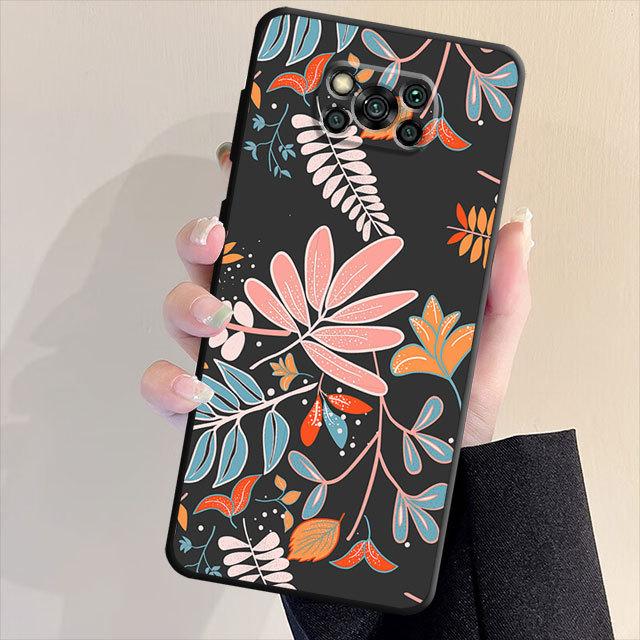 Black Soft Phone Case For Samsung Galaxy S20 S23 S21 Note 20 Ultra 10 Plus 8 9 S22 Note8 Luxury Flower Leaf Cover Funda