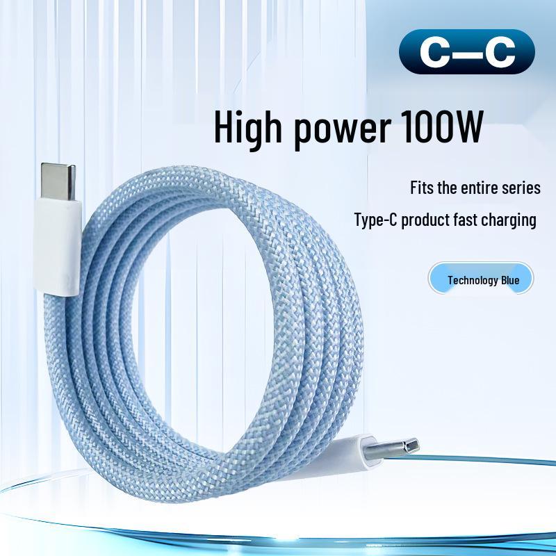 100W Dual Type-C Magnetic Braided Fast Charging Cable for Tablets & Computers - Compatible with Apple & Android Devices