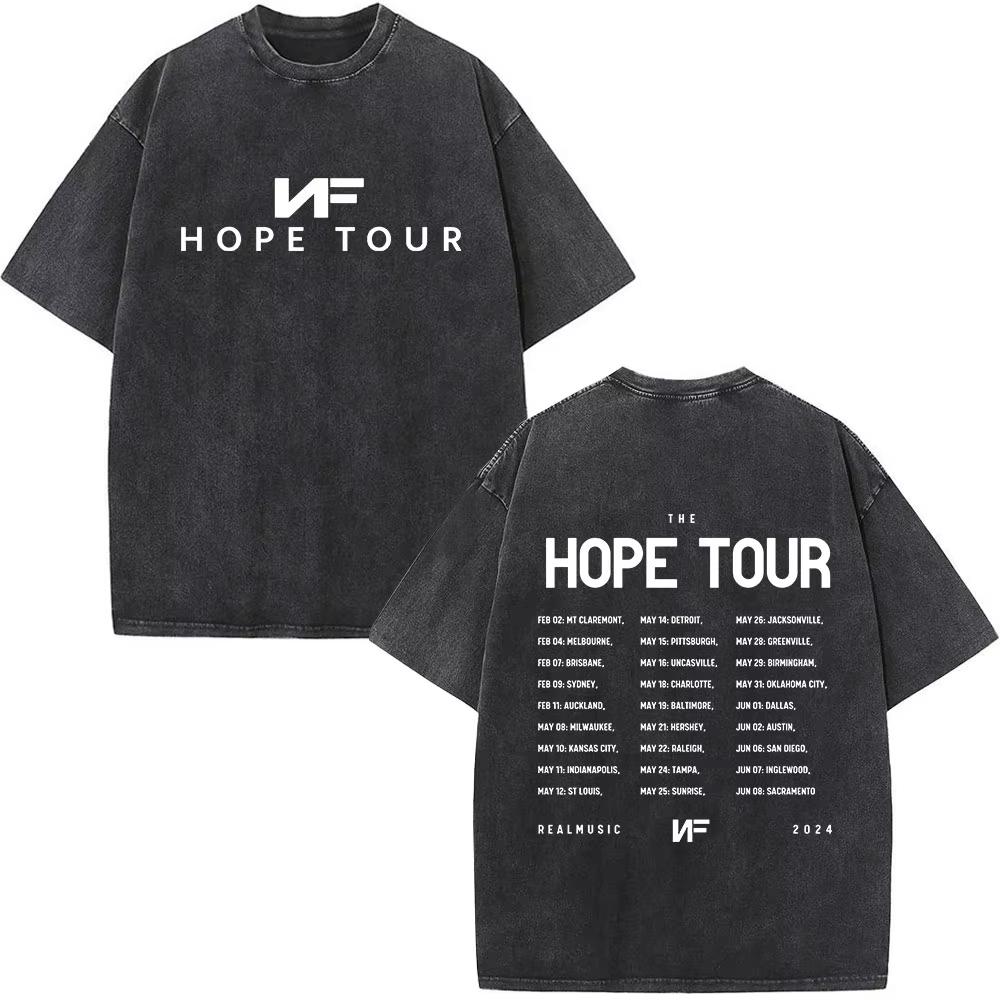 Koszulka Rapper Nf Hope Tour Męska Moda Hip Hop Vintage Spierana Krótki Rękaw Bawełna Codzienne Koszulki