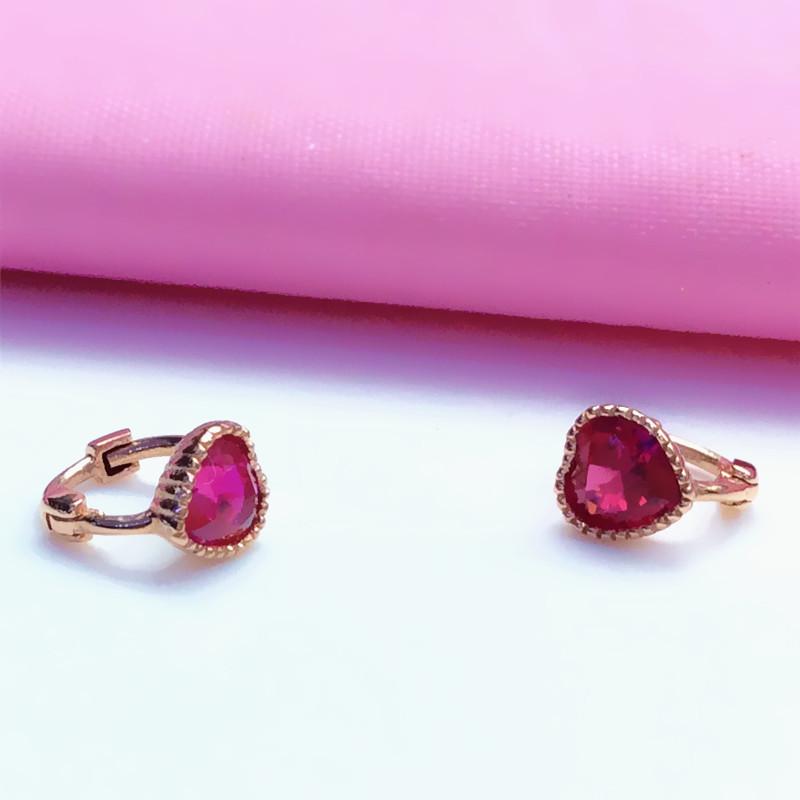 Изысканный Русский 585 Позолоченный Розовым Золотом Роза Любовь Роскошный Красный Камень Блестящий Изысканный Маленький Корейская Версия Серьга-Застежка