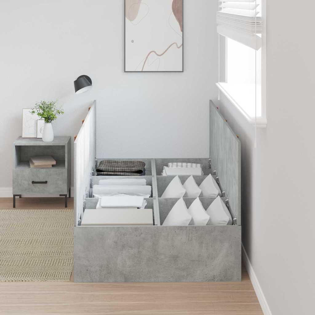 Storage Bed Frame Concrete Grey 80 x 200 cm Particleboard