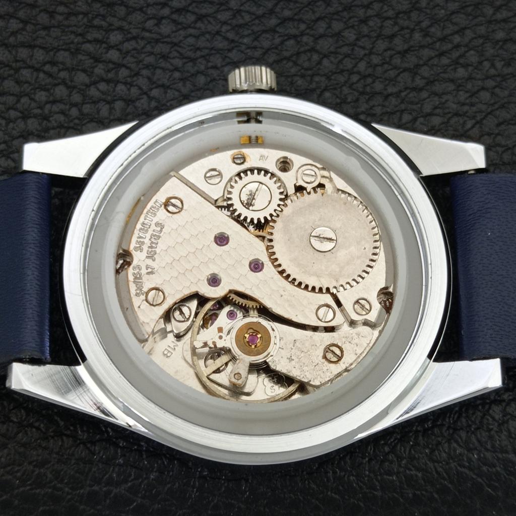 REFURBISHED VINTAGE HAND-WINDING SWISS MENS BLUE COLOR DIAL WATCH a707122-1