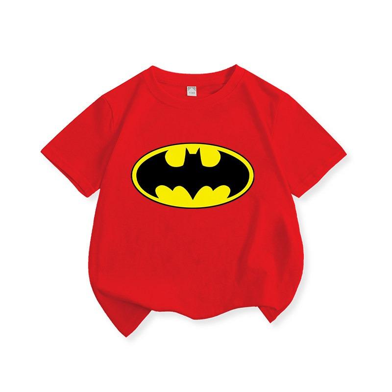 Summer Candy Colored Children's T-shirt New Batman Superman Pure Cotton Cartoon Printed Parent-child Casual Fashion T-shirt