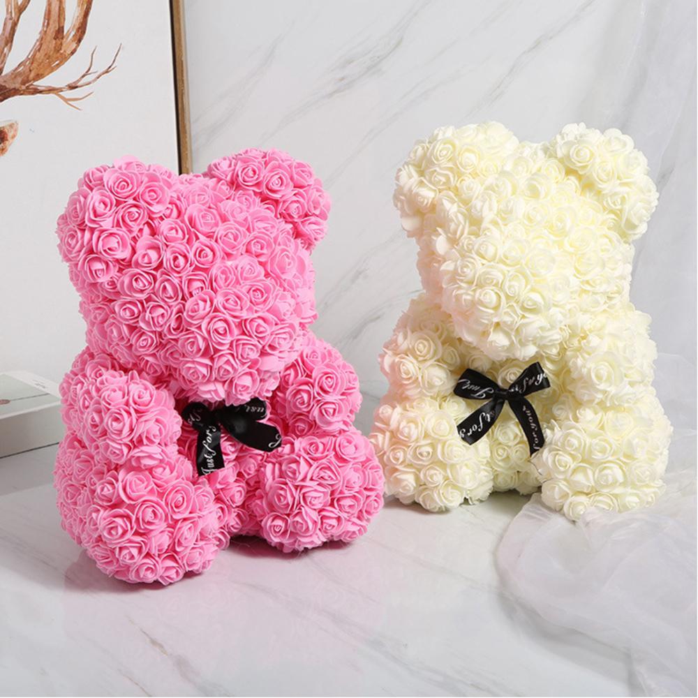 Teddy Rose Bear Artificial Flowers 25cm Rose Bear With Box Light Mom Girlfriend Anniversary Child Birthday Valentine's Day Gift