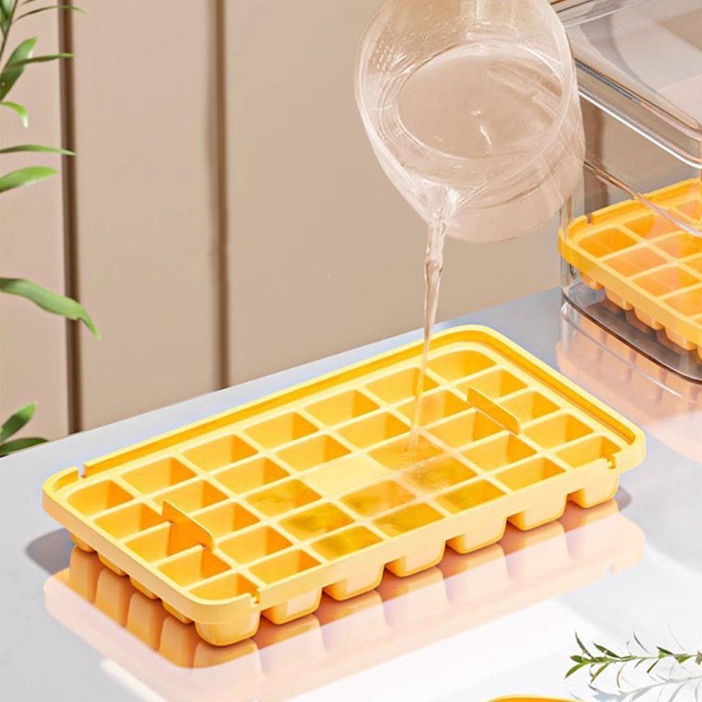 New 34/68 Compartments Ice Cube Mould Press Type With Lid Home Ice Box Ice Tool Ice Compartment Boxs Gifts