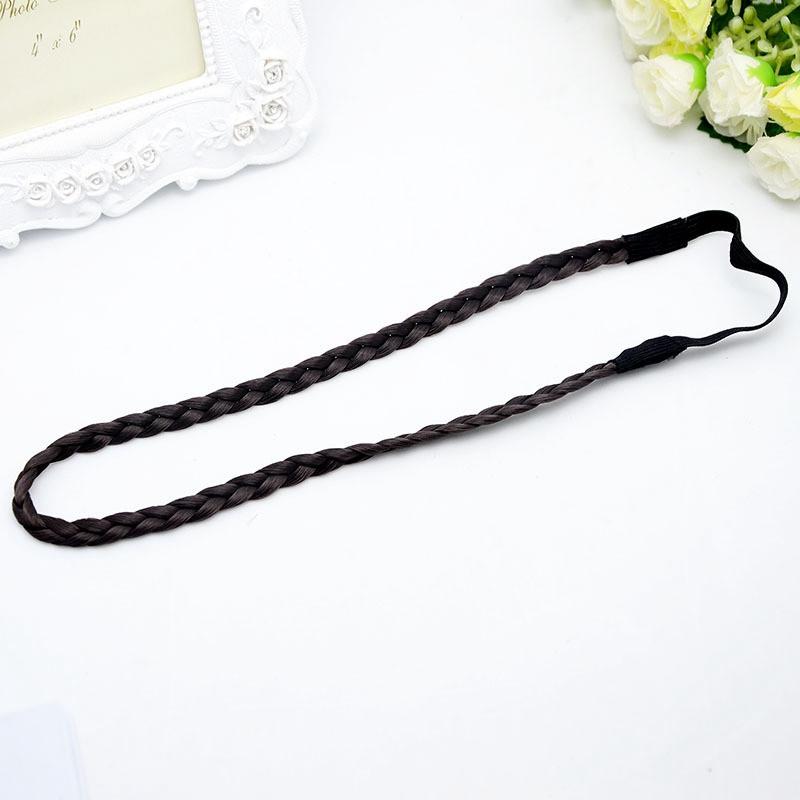 

Повязка для волос, женская популярная бандо, плетеная коса из синтетических волос, модная плетеная эластичная очаровательная повязка на голову 8mm чёрный