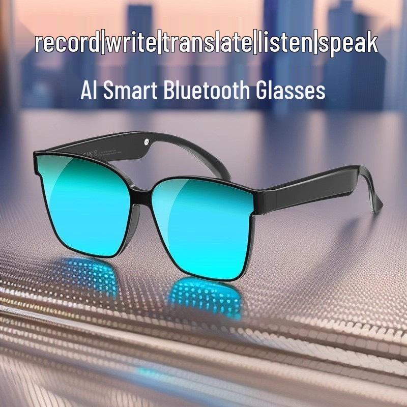 Ochelari Bluetooth Inteligenti AI: Căști wireless cu traducere în timp real în peste 100 de limbi, redare muzică și funcționalitate de apelare.