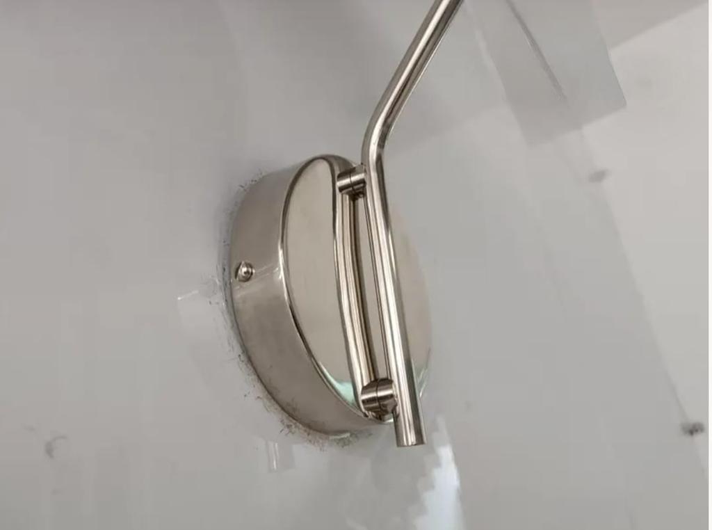 Polished Chrome Wall Light Fixture, Minimalist Vanity or Bedroom Lighting Sconce