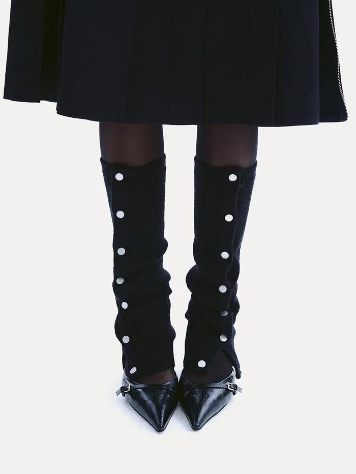 Snap knit leg warmers
