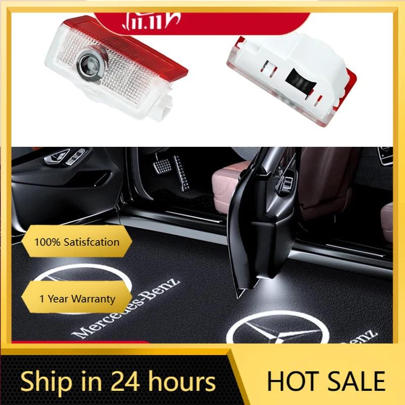DQY2 New 2025 Hot 2pcs Led Car Door logo Welcome Light For Mercedes Benz AMG A C E GLC GLA GLE GLB Class W177 W205 W212 W213 X253 X15