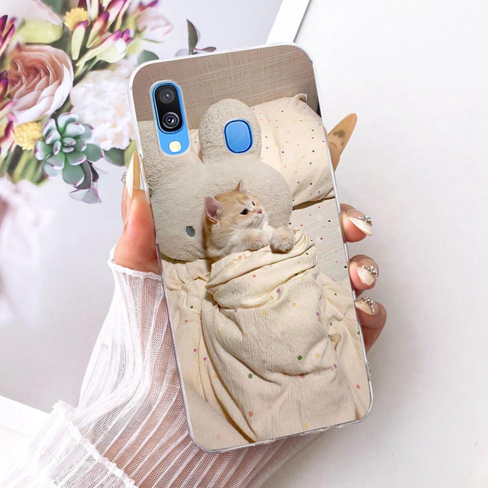 For Samsung A40 Case Transparent Cute Cat Fashion Butterfly Funny Painted Phone Casing For Samsung Galaxy A40 SM-A405F Cover