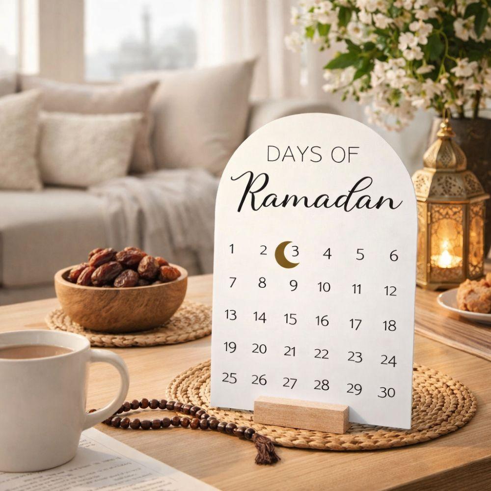 30 Days Countdown Calendar Acrylic Ramadan Table Ornament Eid Mubarak Decor  Home Table Decor